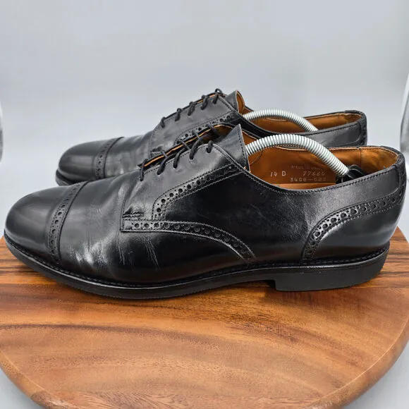 Allen Edmonds Benton Oxfords Men's 14 D Black Leather Cap Toe Dress Shoes