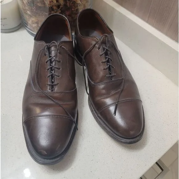 Allen Edmonds Boardroom Black Leather Oxfords Dress Shoes Cap Toe Men Size 10 D