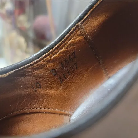 Allen Edmonds Boardroom Black Leather Oxfords Dress Shoes Cap Toe Men Size 10 D