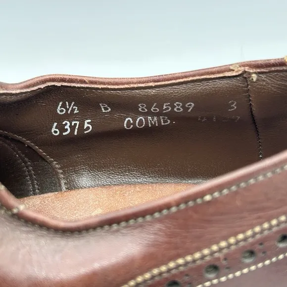 Allen Edmonds Boulevard Brown Wingtip Oxfords - Mens Sz 6.5 B Ostendo - No Laces