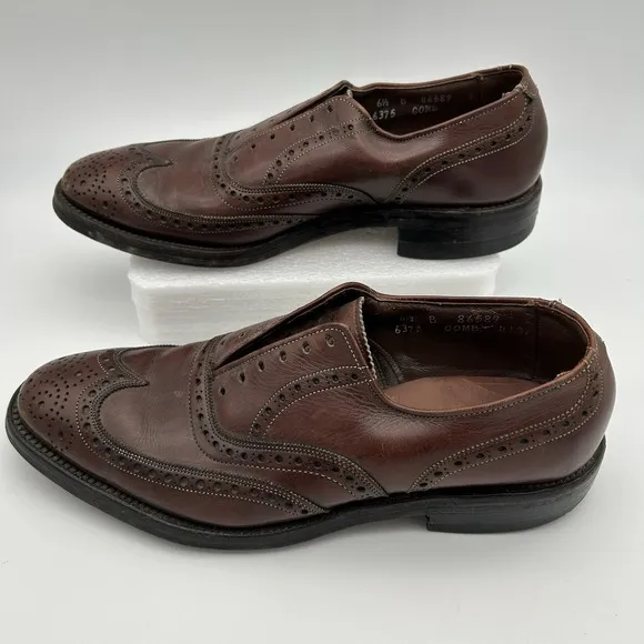 Allen Edmonds Boulevard Brown Wingtip Oxfords - Mens Sz 6.5 B Ostendo - No Laces