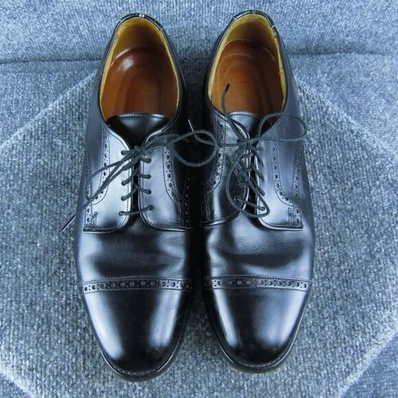 Allen Edmonds Brogue Toe‎ Cap Men Derby Oxfords Size 10.5 Narrow Black Leather