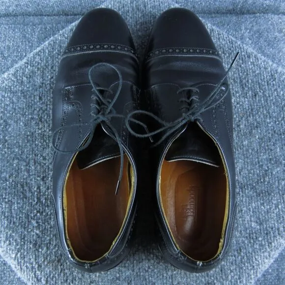 Allen Edmonds Brogue Toe‎ Cap Men Derby Oxfords Size 10.5 Narrow Black Leather