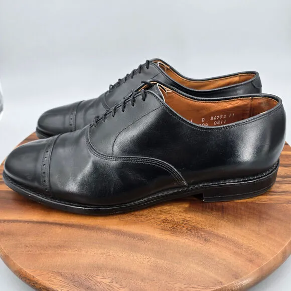 Allen Edmonds Byron Oxfords Men's 11 D Black Leather Cap Toe Dress Shoes