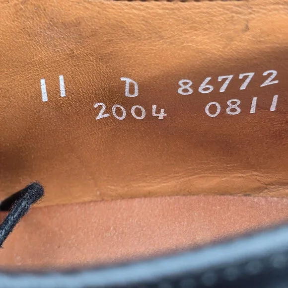 Allen Edmonds Byron Oxfords Men's 11 D Black Leather Cap Toe Dress Shoes