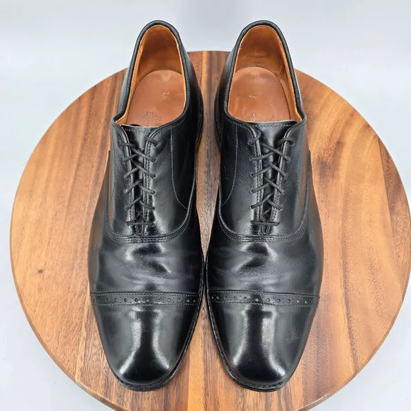 Allen Edmonds Byron Oxfords Men's 11 D Black Leather Cap Toe Dress Shoes