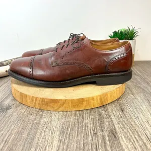 *Allen Edmonds Cap Toe Oxfords 36355 Vibram Soles in Cognac Size 11.5 B (Narrow)