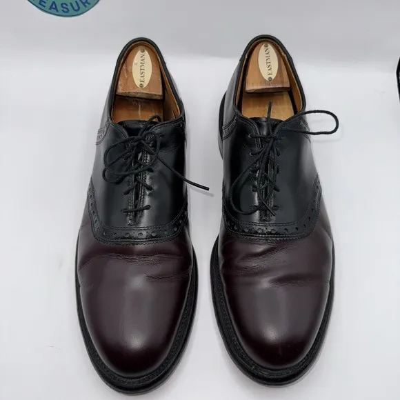 Allen Edmonds Dress Shoes Men's 10.5 Polo Saddle Oxfords Cordovan Brown Lace Up