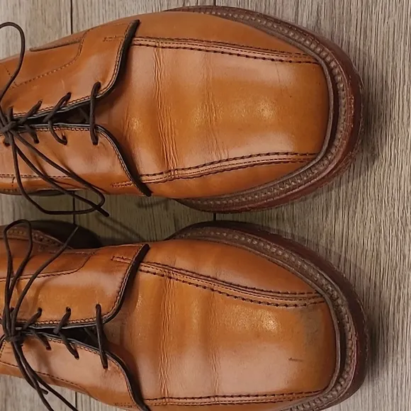 ALLEN EDMONDS Hillcrest Tan Brown Bicycle Toe Lace‎ Up Sz 7 E Mens Dress Shoes
