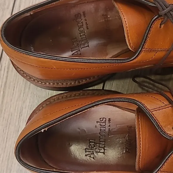 ALLEN EDMONDS Hillcrest Tan Brown Bicycle Toe Lace‎ Up Sz 7 E Mens Dress Shoes