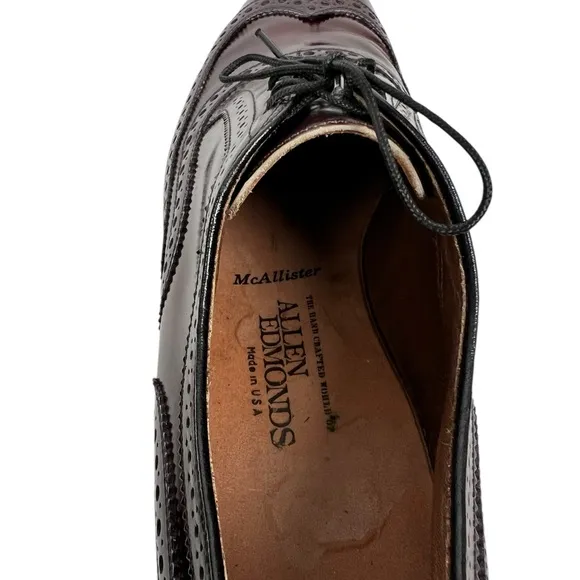 Allen Edmonds  MCALLISTER Mens 11 A Wingtip Oxfords Brown Red Made In USA