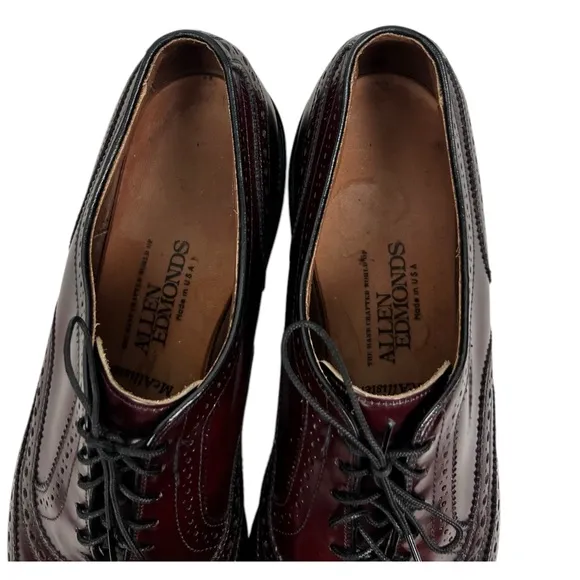 Allen Edmonds  MCALLISTER Mens 11 A Wingtip Oxfords Brown Red Made In USA