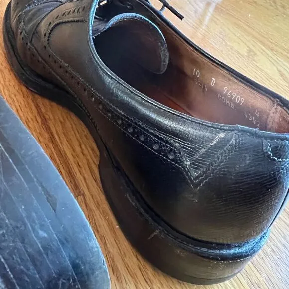 Allen Edmonds Mcallister Wingtip Oxfords Black Dress‎ Shoes 10D Leather Lace Up