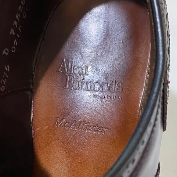 Allen Edmonds McAllister Wingtip Oxfords Shoes Mens 9 D 73524 Oxblood