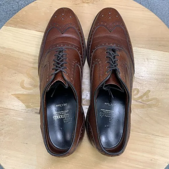 Allen Edmonds McClain Mens Size 9 Shoes Leather Wingtip Brogue Oxfords Brown
