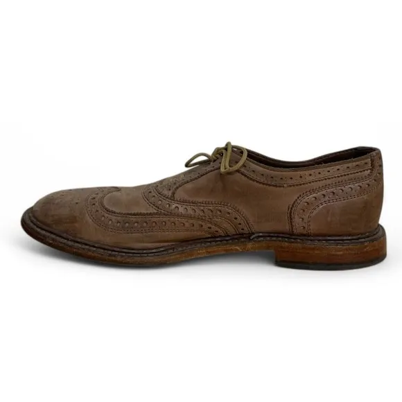 Allen Edmonds Neumok 9.5 D Mens Tan Brown Leather Wingtip Oxfords Brogue Shoes