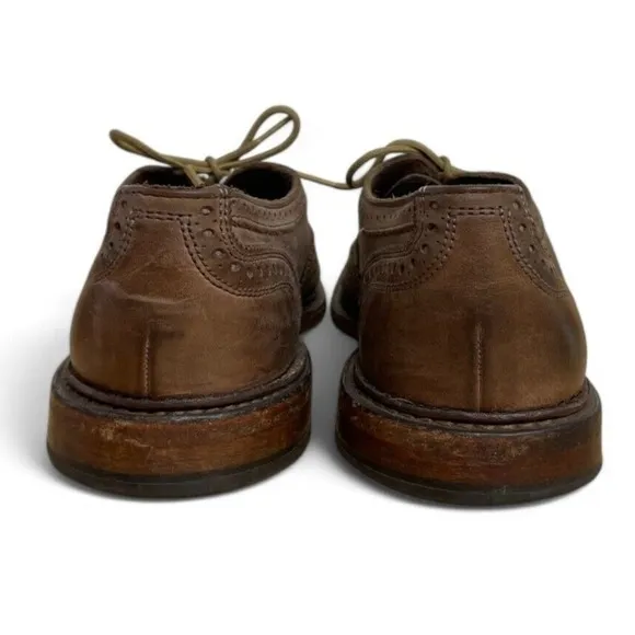 Allen Edmonds Neumok 9.5 D Mens Tan Brown Leather Wingtip Oxfords Brogue Shoes