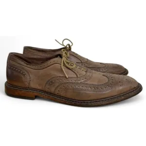 Allen Edmonds Neumok 9.5 D Mens Tan Brown Leather Wingtip Oxfords Brogue Shoes