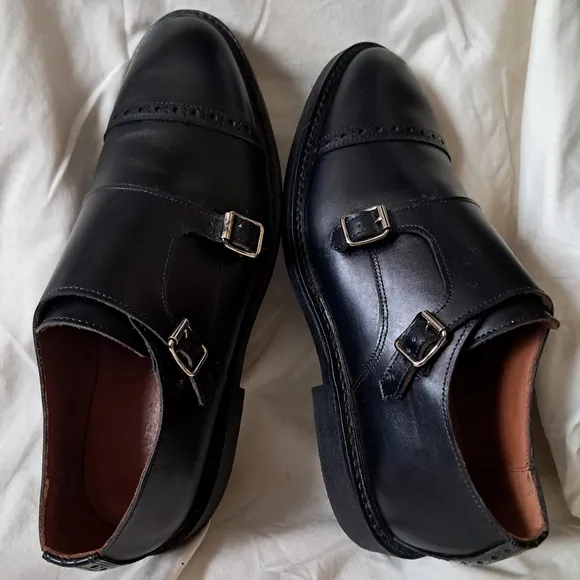 Allen Edmonds NWOT  &quot;Charles&quot; Black Leather Double Monk Oxfords Men Size 11D