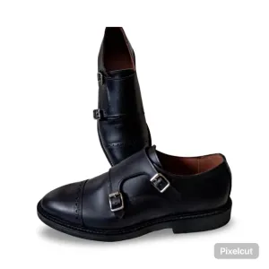 Allen Edmonds NWOT  &quot;Charles&quot; Black Leather Double Monk Oxfords Men Size 11D