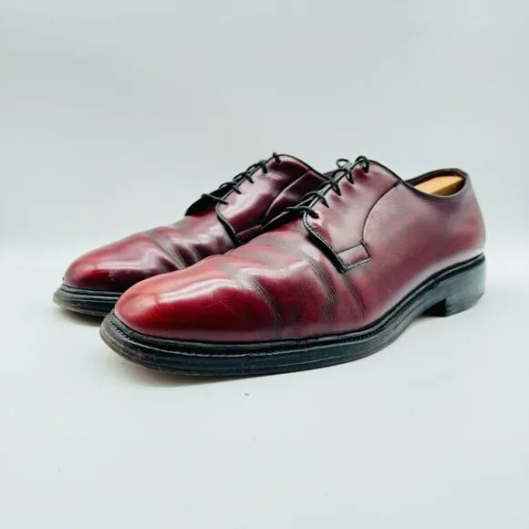 Allen Edmonds Park Avenue Mens 10 Burgundy Oxfords Leather Cap Toe Dress Shoes