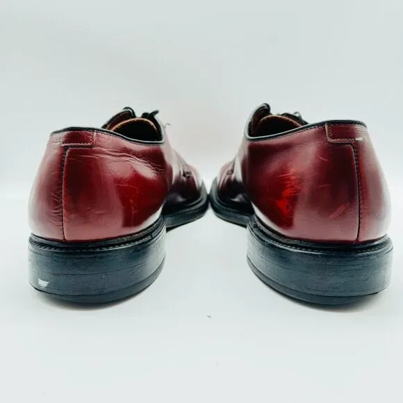 Allen Edmonds Park Avenue Mens 10 Burgundy Oxfords Leather Cap Toe Dress Shoes