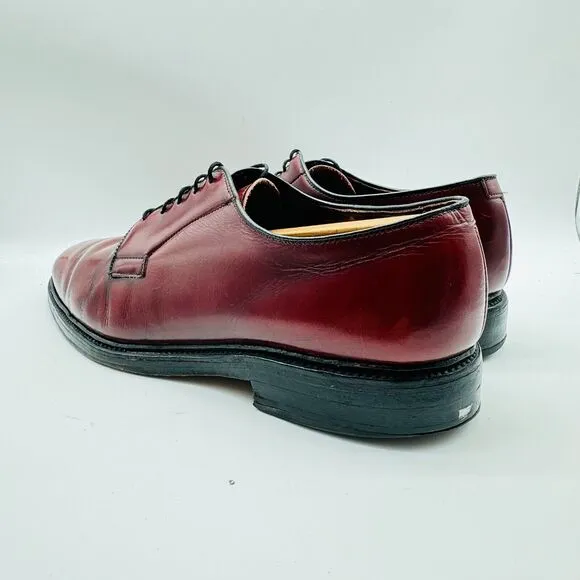 Allen Edmonds Park Avenue Mens 10 Burgundy Oxfords Leather Cap Toe Dress Shoes