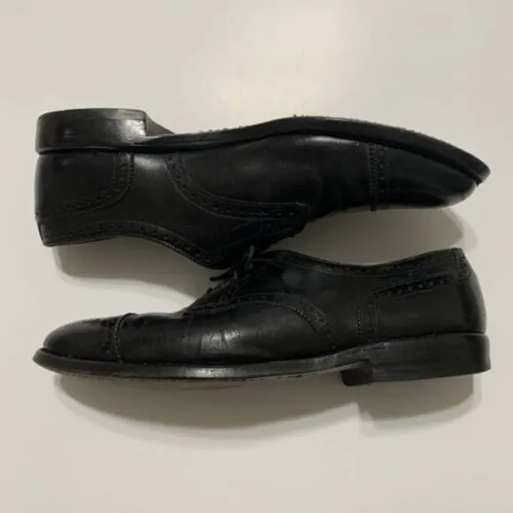 Allen Edmonds Sanford Oxfords Cap Toe Black Leather Men's Dress Shoes Size 9.5 D