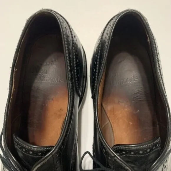 Allen Edmonds Sanford Oxfords Cap Toe Black Leather Men's Dress Shoes Size 9.5 D
