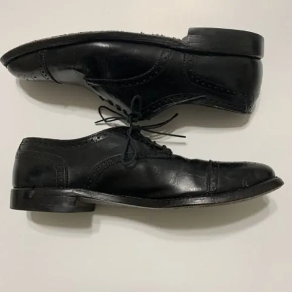 Allen Edmonds Sanford Oxfords Cap Toe Black Leather Men's Dress Shoes Size 9.5 D