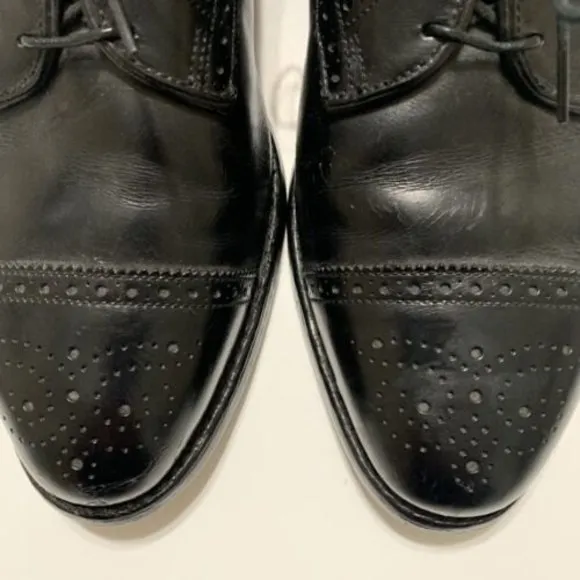 Allen Edmonds Sanford Oxfords Cap Toe Black Leather Men's Dress Shoes Size 9.5 D