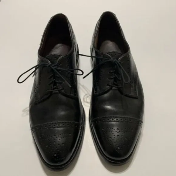 Allen Edmonds Sanford Oxfords Cap Toe Black Leather Men's Dress Shoes Size 9.5 D