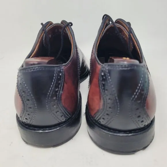 Allen Edmonds Shelton Burgundy Black 2Tone Leather Lace Up Oxfords Mens 9 D 8222