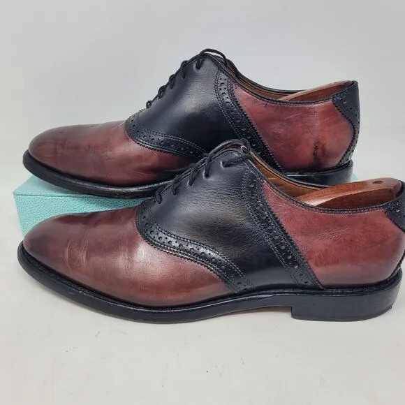 Allen Edmonds Shelton Burgundy Black 2Tone Leather Lace Up Oxfords Mens 9 D 8222