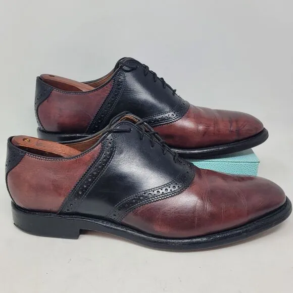 Allen Edmonds Shelton Burgundy Black 2Tone Leather Lace Up Oxfords Mens 9 D 8222