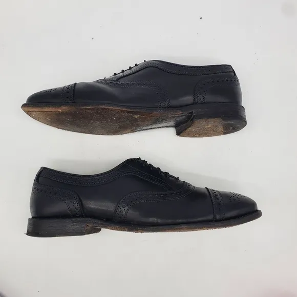 Allen Edmonds Shoe Men's 9 D Bartlett Black Leather Cap Toe Oxfords
