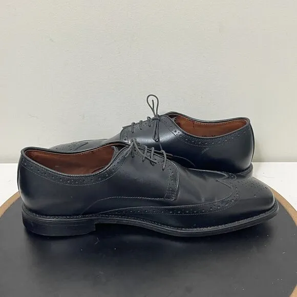 Allen Edmonds Shoes Men 10 Black Leather Bel Air Derby Wingtip Oxfords USA