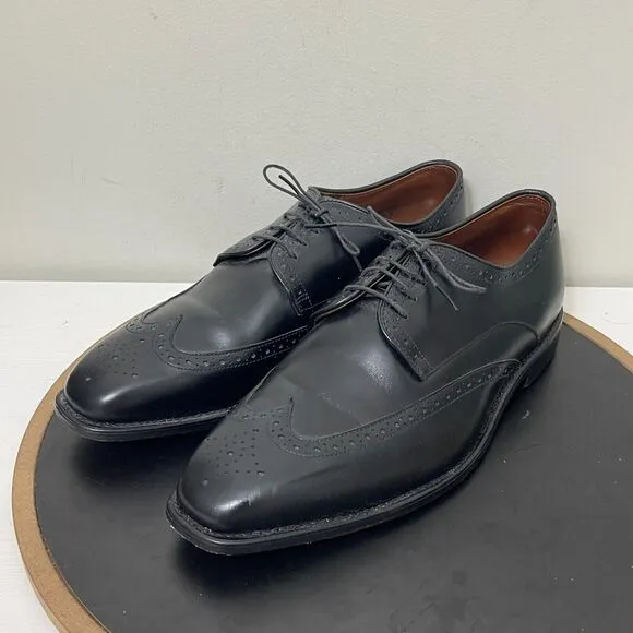 Allen Edmonds Shoes Men 10 Black Leather Bel Air Derby Wingtip Oxfords USA