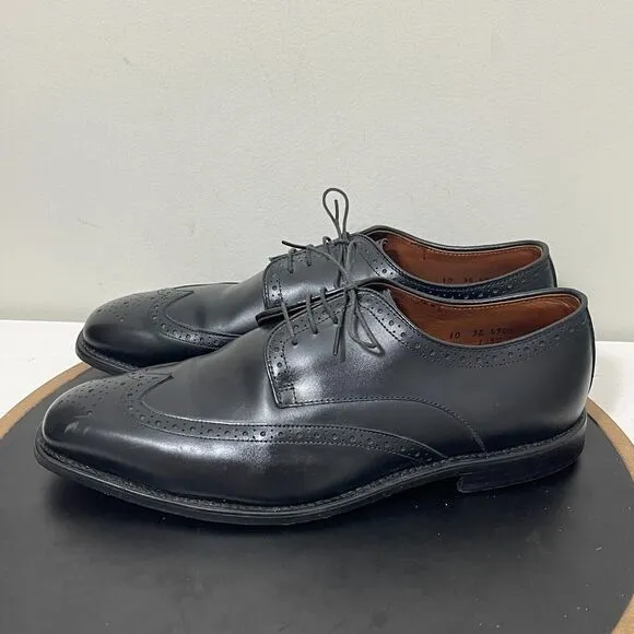 Allen Edmonds Shoes Men 10 Black Leather Bel Air Derby Wingtip Oxfords USA
