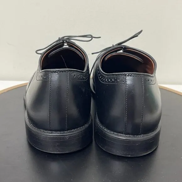 Allen Edmonds Shoes Men 10 Black Leather Bel Air Derby Wingtip Oxfords USA