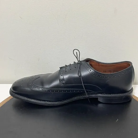 Allen Edmonds Shoes Men 10 Black Leather Bel Air Derby Wingtip Oxfords USA