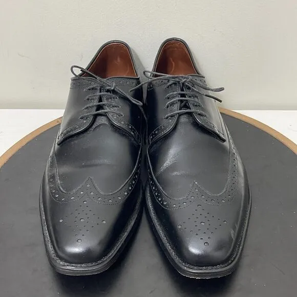 Allen Edmonds Shoes Men 10 Black Leather Bel Air Derby Wingtip Oxfords USA