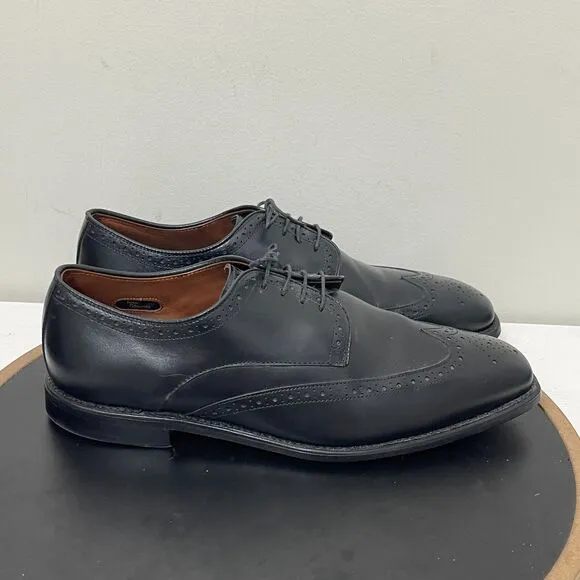 Allen Edmonds Shoes Men 10 Black Leather Bel Air Derby Wingtip Oxfords USA