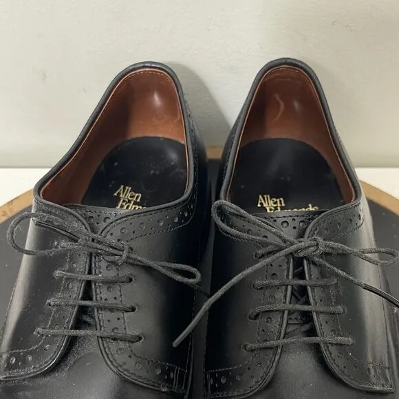 Allen Edmonds Shoes Men 10 Black Leather Bel Air Derby Wingtip Oxfords USA