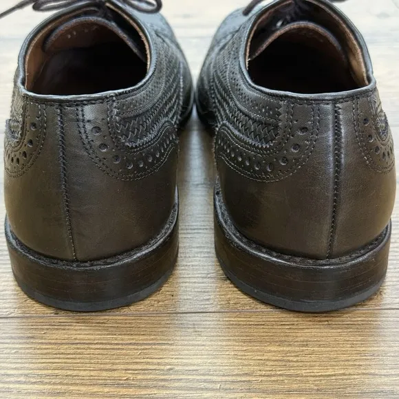 Allen Edmonds Shoes Men 11 D STRAND Olive Green Weave Medallion Cap Toe Oxfords