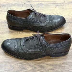 Allen Edmonds Shoes Men 11 D STRAND Olive Green Weave Medallion Cap Toe Oxfords