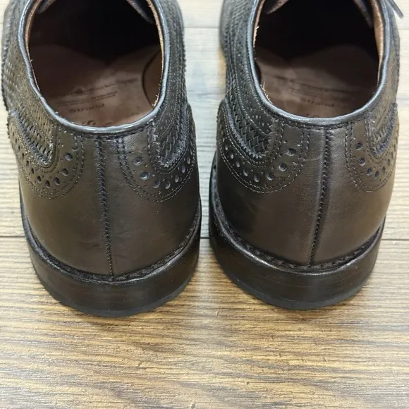 Allen Edmonds Shoes Men 11 D STRAND Olive Green Weave Medallion Cap Toe Oxfords