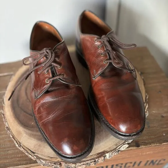 Allen Edmonds Shoes Men 12B Fulton Derby Saddle Oxford Plain Toe Brown Leather
