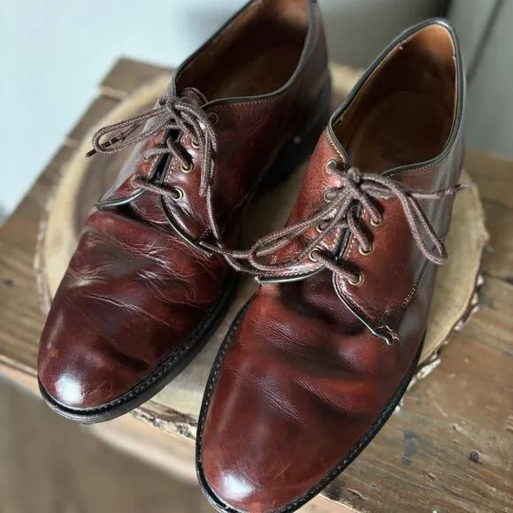 Allen Edmonds Shoes Men 12B Fulton Derby Saddle Oxford Plain Toe Brown Leather