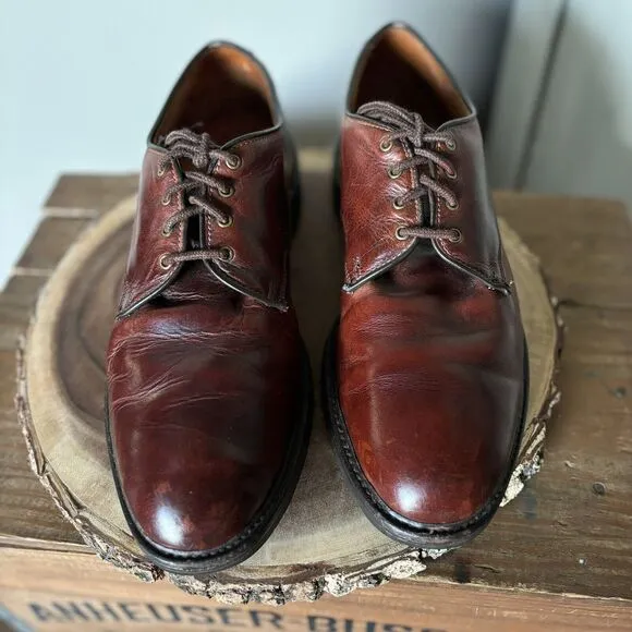 Allen Edmonds Shoes Men 12B Fulton Derby Saddle Oxford Plain Toe Brown Leather